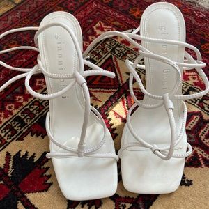 GIANNI BINI HEELS BRAND NEW LEATHER STRAPPY ANKLE WRAP SANDALS SIZE 7M